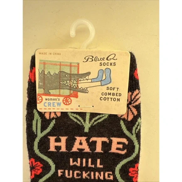 Blue Q Women's Crew Socks Hate will F**cking Lose socks size women size 5-10 - Picture 5 of 5